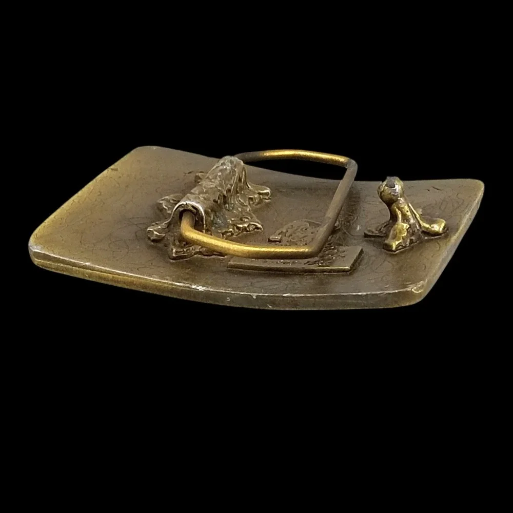 B & F Buckles Belt Buckle Talk Tulsa‎ Vintage Brass Plated Rectangular Western